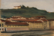 Max Liebermann, Monte Oliveto Florenz (Dächer in Florenz), 1902, Pastell auf Papier, Privatbesitz