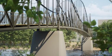 Virtuelles detailgetreues Modell des Alten Kaiserstegs, dieser überspannte die Spree zwischen Ober- und Unterschöneweide von 1898 – 1945